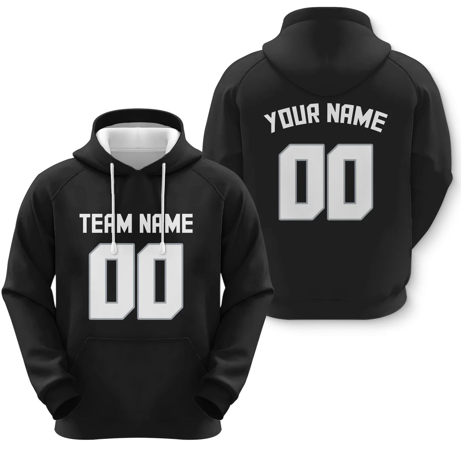 Custom Black White-Gray Sports Pullover  Sweatshirt Football Hoodie